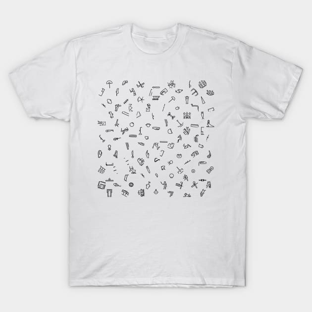 Egyptian Hieroglyphs Pattern T-Shirt by Pixel4Art